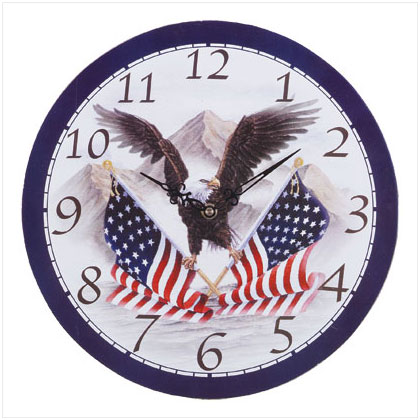American Eagle and Flags Wall Clock