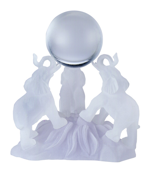 Frosted Elephants with clear glass orb 30350 from WSO